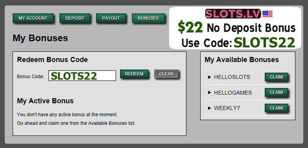 Slots.LV No Deposit Bonus Codes $22 FREE CHIP Jan 2020