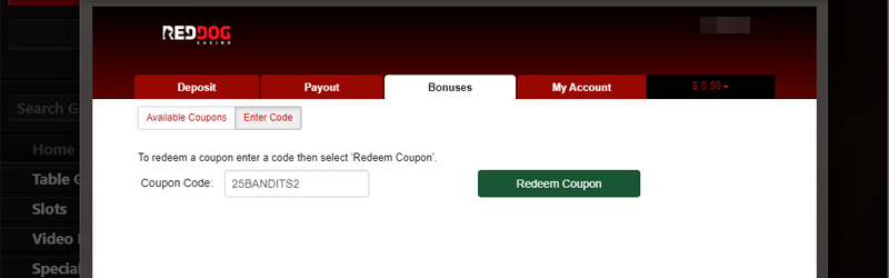 red dog casino promo code