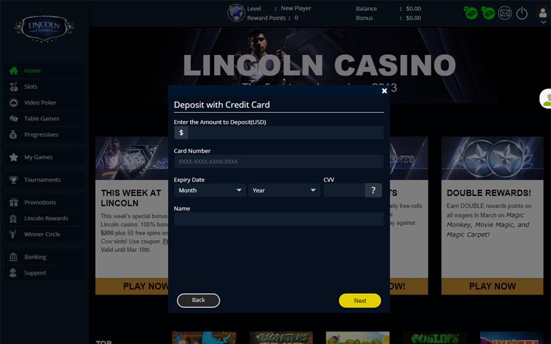 lincoln casino monthly bonus codes