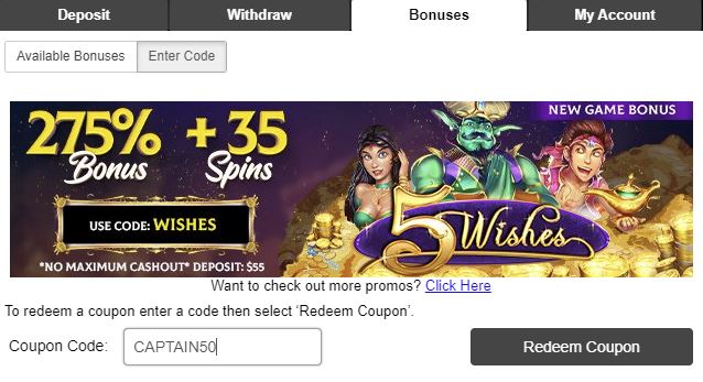 No deposit coupon codes for jackpot cash casino