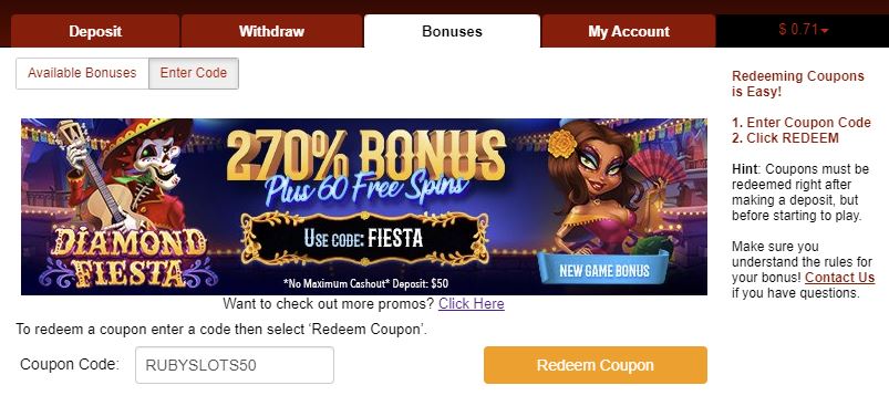 ruby slots no deposit bonus codes 2024