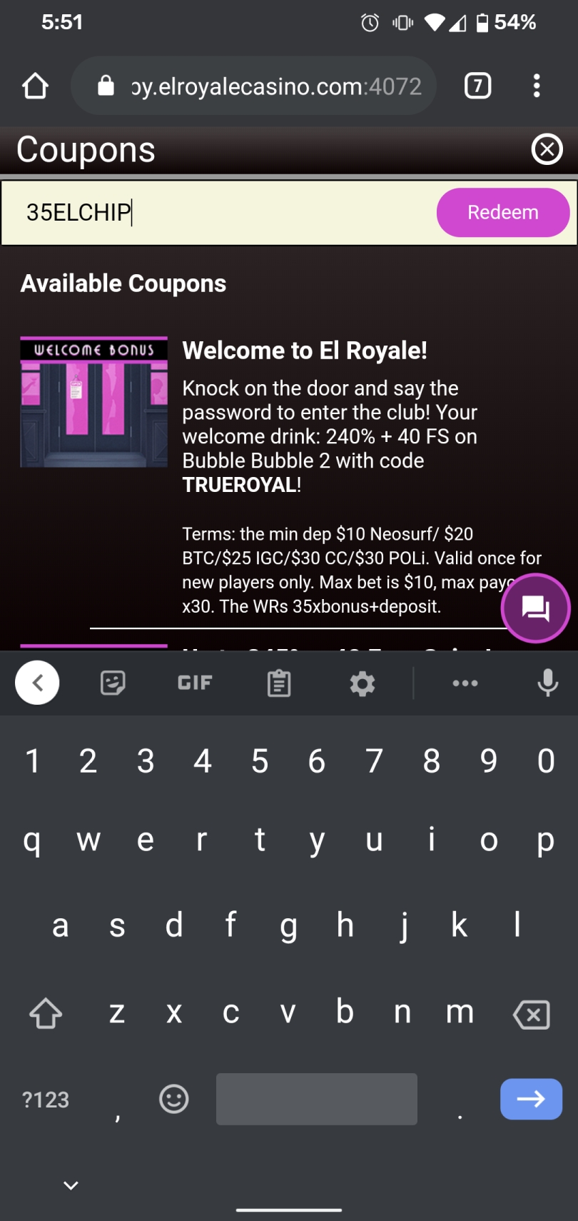 no deposit bonus codes for el royale casino