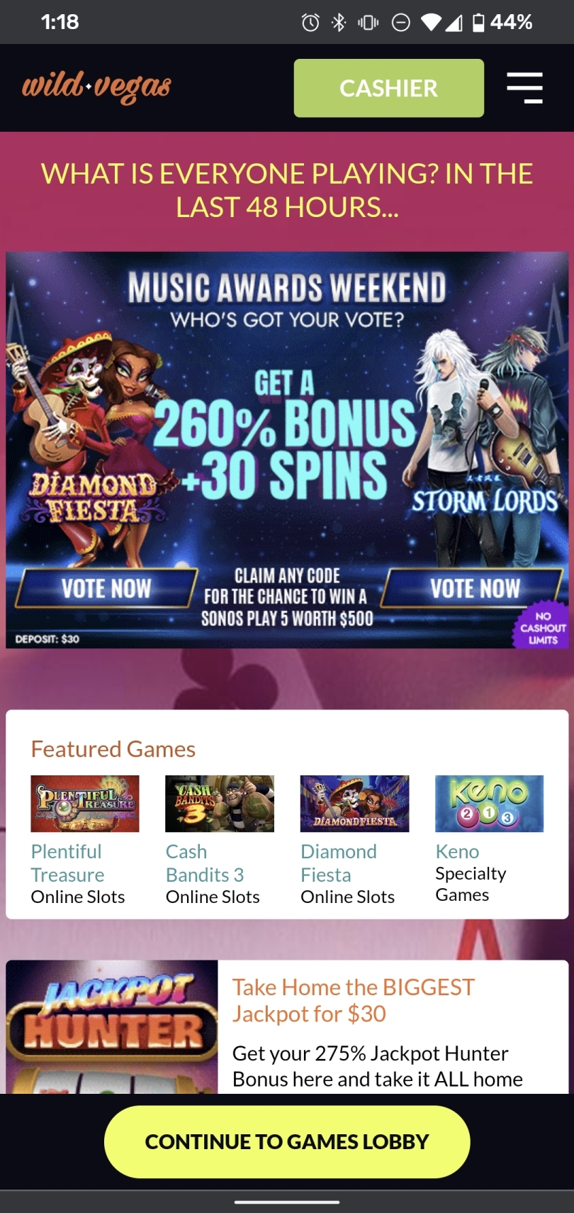 vegas casino free spins bonus codes